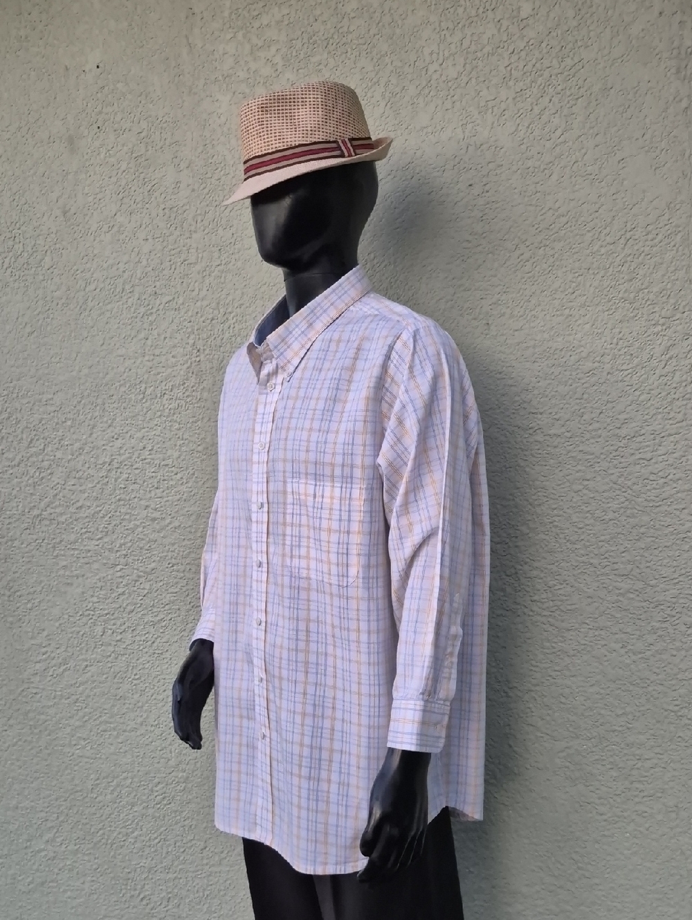 Paul Fredrick Men's Yellow Plaid Button-Down Luxury Shirt/Contrasting Accents - Picture 3 of 17